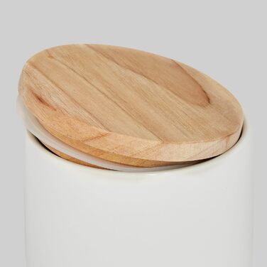 Керамические банки для хранения 2 шт. - Mness aptieka Набор с деревянной крышкой Sweet Scandi, крышка из резинового дерева, ящики для хранения, ящики для хранения продуктов (набор 4 шт. Розовый/белый)
