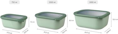 Из 3 предметов - Банки для хранения с крышкой - Подходит в качестве ящика для хранения, холодильника, морозильной камеры и посуды для микроволновой печи - 750, 1500 и 3000 мл - (Ярко-зеленый, набор 3 шт. (750, 1500, 3000 мл))