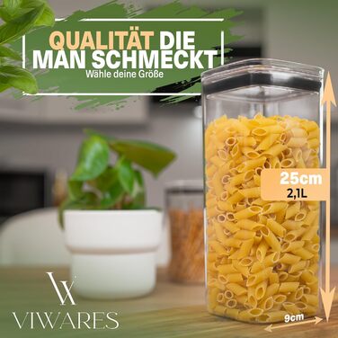 Герметичные банки для хранения Viware с крышками - Набор из 6 контейнеров для хранения - BPA-FREE - Банки для хранения муки, сахара и мюсли - Практичная кухня для хранения всех продуктов (6 шт. 2100 мл)