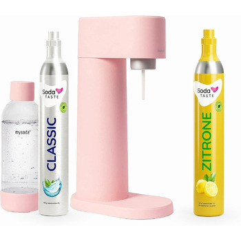 Набор для газирования воды, 4 предмета, классик + лимон, розовый Mysoda Woody SodaTASTE