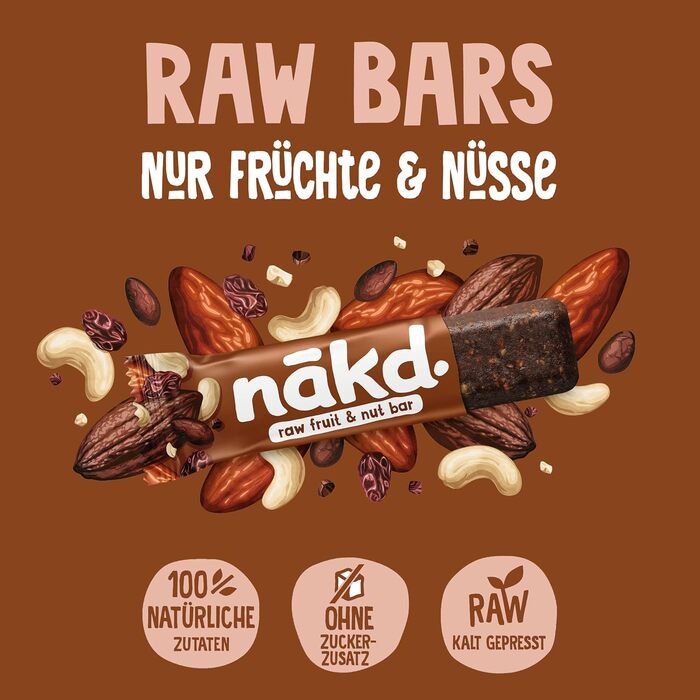 Батончики з фруктів та горіхів 18 x 35 г какао Nakd