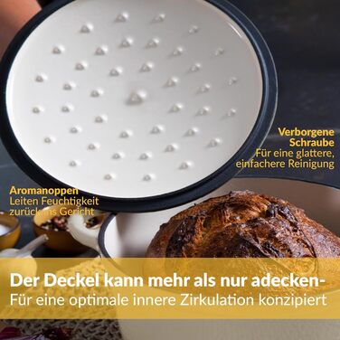 Чавунна жаровня 3,5 л з кришкою 24 см, кремова Chefarone