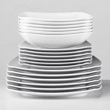 Набір посуду konsimo Combi 12 персон Набір тарілок CARLINA Modern 36 предметів Столовий сервіз - Сервіз та набори посуду - Комбінований сервіз 12 осіб - Сервіз для сім'ї - Столовий посуд Столовий посуд (Dinner Сервіз 18 днів, Білий)