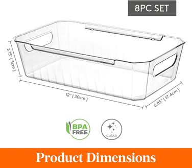 Набір органайзерів для холодильника Lifewit 8 шт. , контейнер для зберігання контейнера для зберігання холодильника Прозорий контейнер для зберігання Коробки-органайзери для кухонної морозильної камери, стільниця комори, без бісфенолу А 8 шт.
