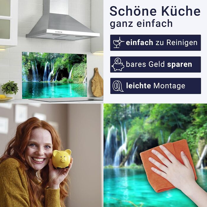 Кухонний фартух timalo зі скляним виглядом Північне море, очерет, захід сонця, океан, солома 2 мм акрилове скло Бризокості для плити, кухонний скляний фартух, акрилові скляні стінові панелі, захисна панель для фартуха (80 x 50 см, 312- Водоспади)