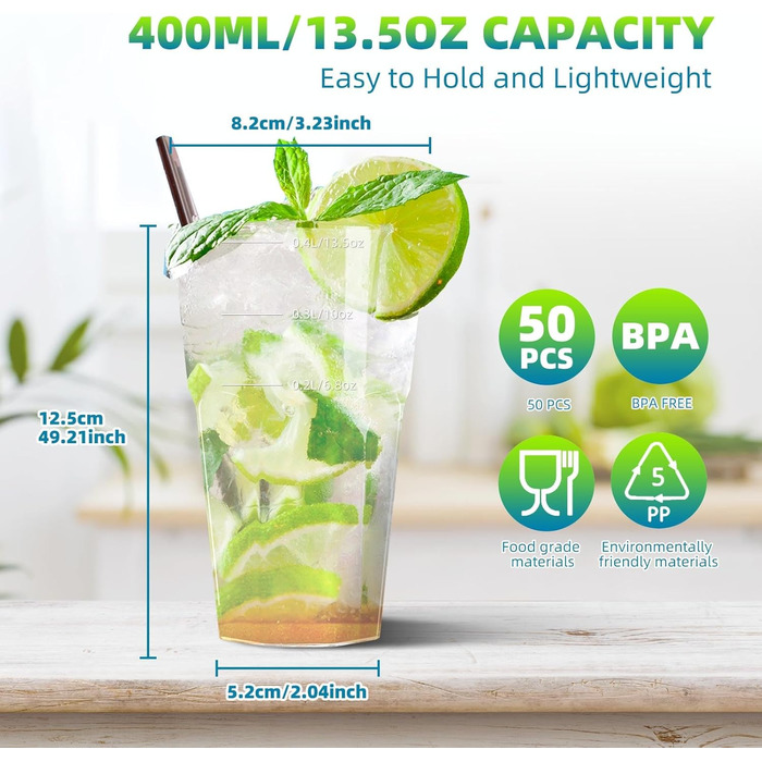 Набор многоразовых стаканов 50 шт 400 мл AOLUXLM
