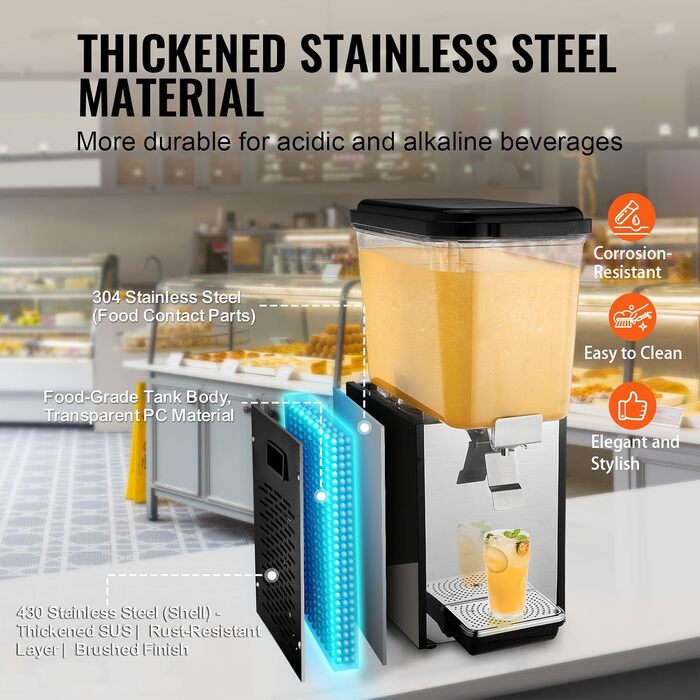 Профессиональный диспенсер для напитков 18 л 300 Вт VEVOR