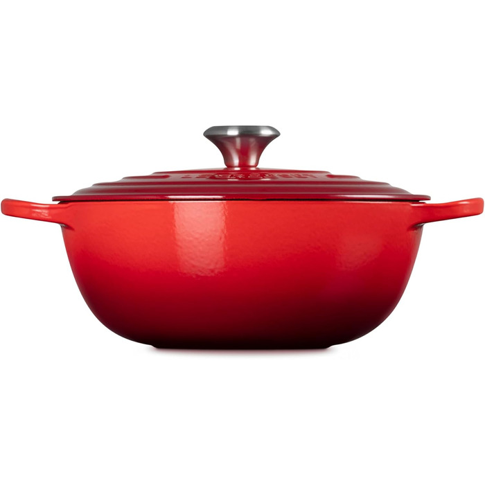 Чавунна каструля Le Creuset Signature, 26 см, 4,1 л, для всіх типів плит та індукції (Кишенево-червоний)