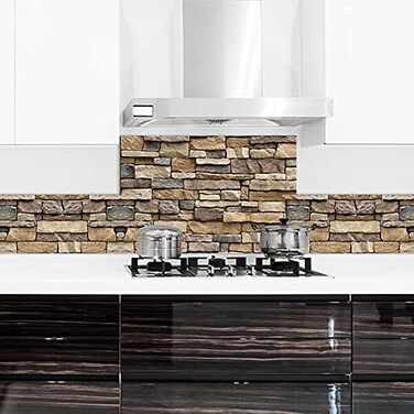 Алюмінієвий кухонний фартух, виготовлений в Італії, захищає плиту та стіну, миється та легко встановлюється, металевий фартух, 48 x 72 см (48x72, каміння)