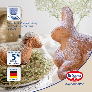 Набір з 2 форм для пасхальної випічки, маленьке ягня та кролик Golden Easter Dr. Oetker