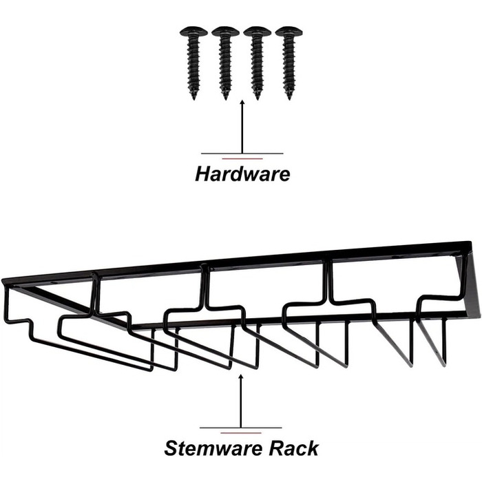 Держатель для бокалов подвесной металлический, 4 ряда для 8 бокалов