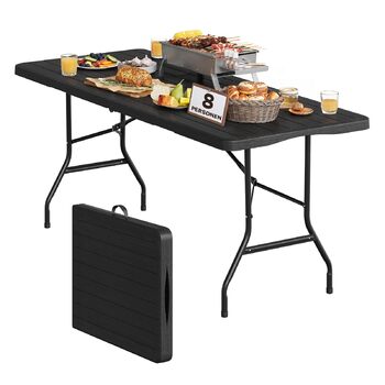 Складной стол для кемпинга 180 х 74 х 74 см черный WOLTU