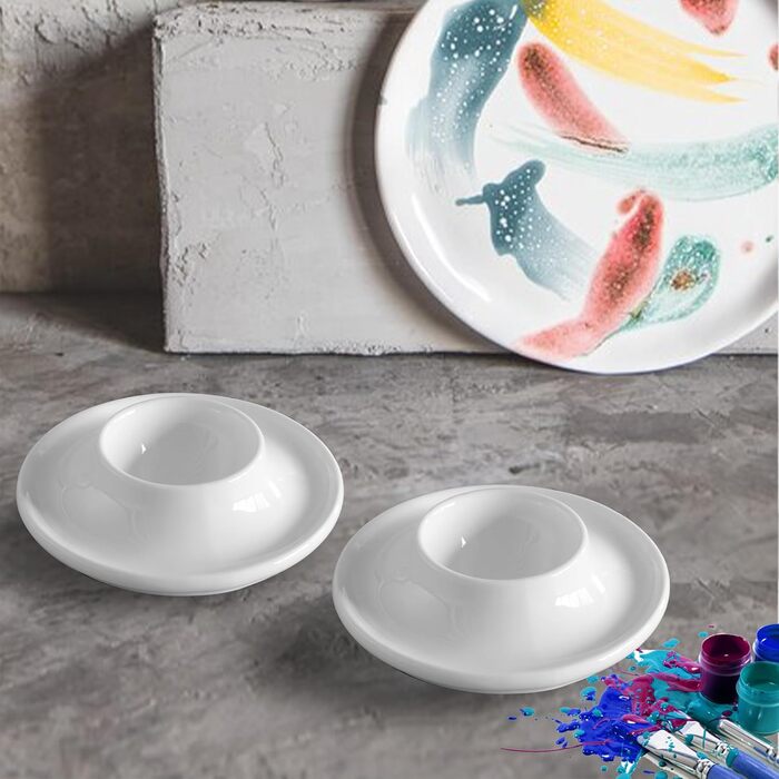 Керамічні підставки для яєць Cinf у горошок, великодній подарунковий набір із 4 порцелянових підставок для сніданку, кухонне начиння, міцні, легко миються, багаторазові (2 підставки для яєць)