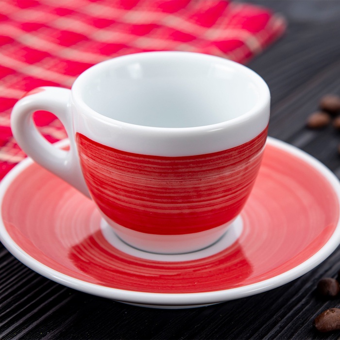 35118 Чашка cappuccino 180 мл Red stroke B 'Verona Millecolori Hand Painted Brush stroke B Red with