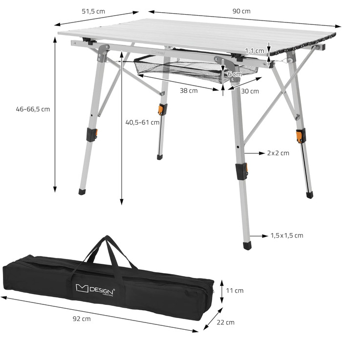 Складной алюминиевый стол для кемпинга 90 x 51,5 см серебряный ML DESIGN modern living