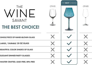 Набір кольорових кришталевих келихів для вина 5 шт 590 мл Khen