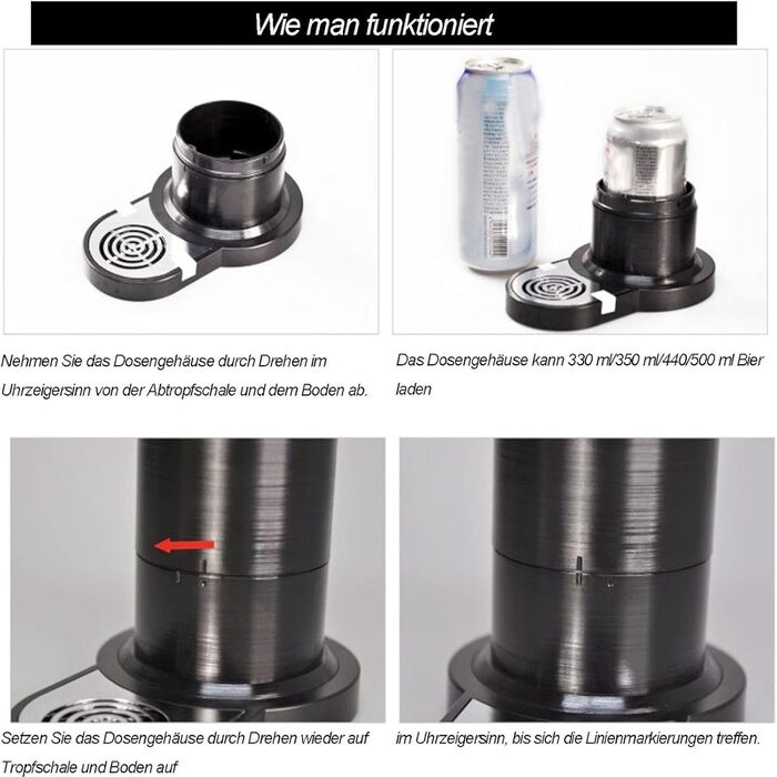 Міні-пивоварня для пива в банках, піноутворювач для пива, компактний диспенсер для пива. Перетворіть кожну банку на розливне пиво, як у пабі Ідеальний подарунок чоловікові на день народження, на День батька. Сріблястий (Чорний)