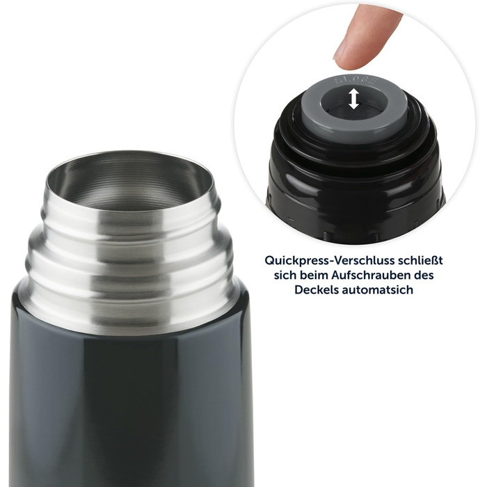 Термос Blumtal Eifel з нержавіючої сталі 500 мл - герметичний термос з чашкою для пиття в дорозі, ізолює гарячі напої, темно-зелений (350 мл, чорний)