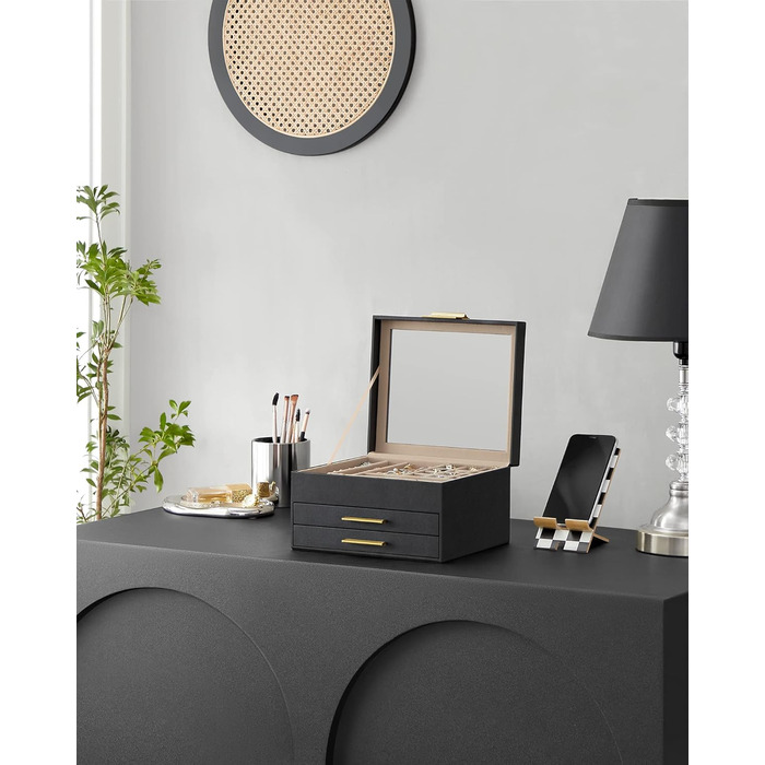 Шкатулка органайзер для ювелирных изделий 3-уровневая черный SONGMICS