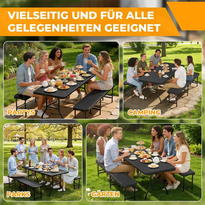 Складной набор для отдыха стол и 2 лавки Hebitod