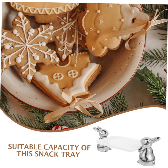 Керамічний піднос з милим кроликом срібний VICASKY