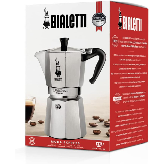 Кофеварка гейзерная 810 мл на 18 чашек Moka Express Bialetti