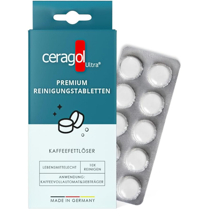 Порошок для чищення Ceragol Ultra Premium Засіб для чищення кавоварок, портафільтрів та еспресо-машин, засіб для видалення кавового жиру, 500 г (10 шт. (1 упаковка))