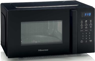 Мікрохвильова піч Hisense H20MOBP1HI / 700 Вт / InverterTech / Керамічне покриття / Преміальне скло / Виготовлена на замовлення, багатофазне приготування / Функція розморожування / 5 рівнів потужності / Блокування від дітей / Чорна (20 л, цифрове керуванн