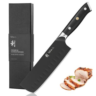 Набор ножей Wakoli Titanium Noir (5 предметов) в магнитном блоке профессиональный кухонный набор с лезвиями из нержавеющей стали (12,521 см), черным покрытием, включая нож Накири