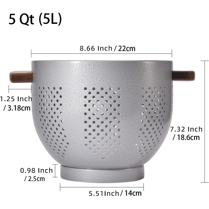 Металеве сито для пасти з дерев'яною ручкою 22 см beifeier