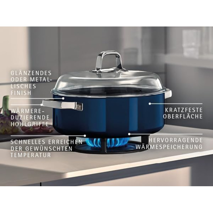 Жаровня 6 л со стеклянной крышкой 24 см Tim Raue Edition, синий Fusiontec Mineral Pro WMF