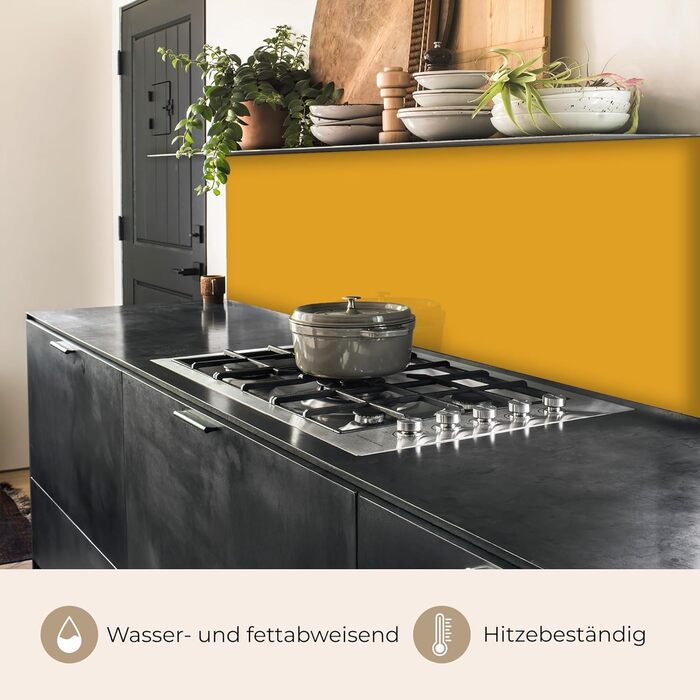 Кухонний фартух 60x250 см, самоклеючий фартух, кухонний фартух, кухонний фасад, самоклеючі кухонні фартухи - Осінь (Охристо-жовтий - Однотонний, 60 x 500 см)