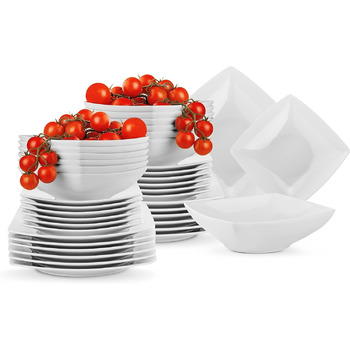 Набір посуду konsimo 12 персон Набір тарілок EPIRI Modern 36 предметів Столовий сервіз - Сервіз та набори посуду - Комбінований сервіз 12 осіб - Сервіз для сім'ї - Посуд тарілки (білі, на 12 персон)