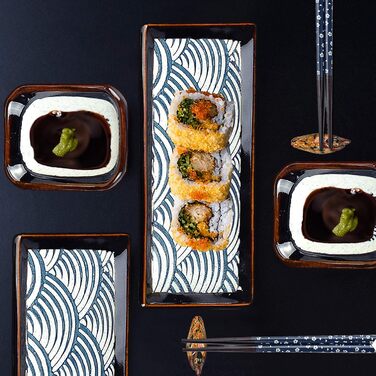 Набір посуду для суші на 2 персони, 8 предметів, Синя хвиля Artcome