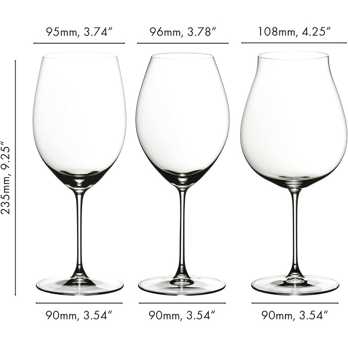 Набір келихів Riedel Veritas, кришталь, прозорий, 9.5 x 9.5 x 27.5 см, 3 шт. (1 упаковка)
