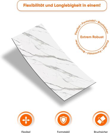 Стінові панелі IZODEKOR під мармур 60x120 см Панель для кухонного фартуха ПВХ-облицювання стін для кухні, ванної кімнати Бризкозахисний екран для кухні Водонепроникний та термостійкий ( панель, новий колір Ice Berg Grey)