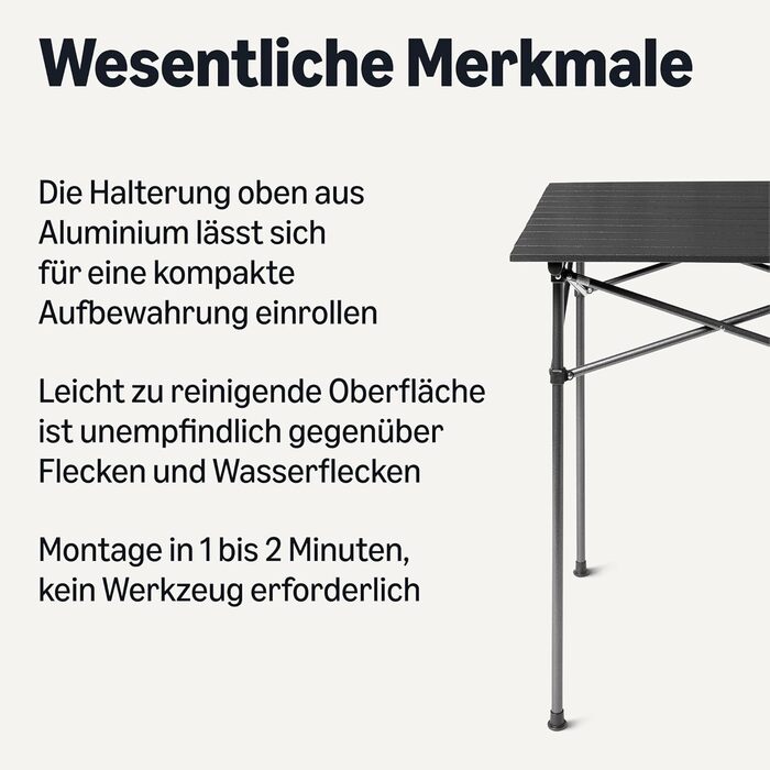 Кемпинговый черный стол Amazon Basics