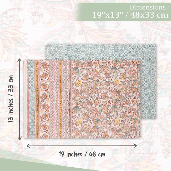 Бавовняні килимки для серветок, набір з 4 шт. , декоративні килимки для серветок, пасхальні килимки, що миються, для свят, вечерь, весни, літа (33 см x 48 см) (14 - Nila), 39Hermine 100