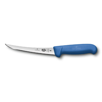 Кухонный нож Victorinox Fibrox Boning Flex лезвие 15см узкое с синим цветом. Ручка