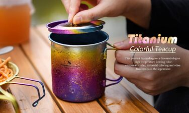 Титанова кружка з кришкою для кемпінгу 450 мл градієнт iBasingo