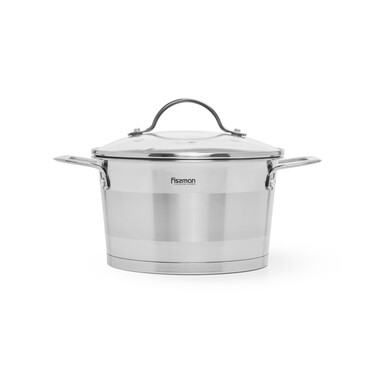 Каструля Fissman TIERNO 20x11,5 см / 3,1л зі скляною кришкою нержавіюча сталь (5495)