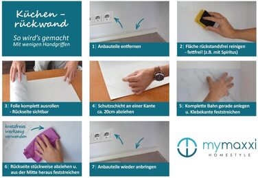 Самоклеящаяся матовая пленка для кухонного фартука 280 x 60 см MyMaxxi