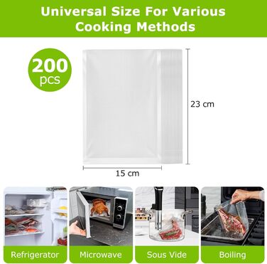 Вакуумные пакеты 200 пакетов 15 x 23 см Bonsenkitchen