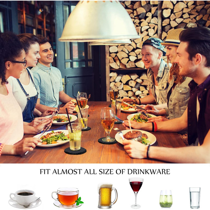 Набір із 50 круглих підставок із натурального сланцю Yinder