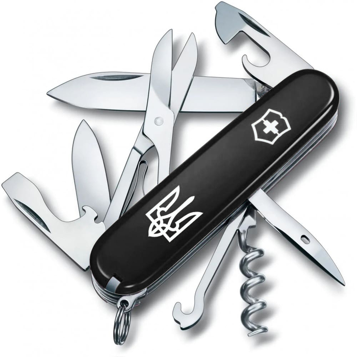 Ніж Victorinox Climber Ukraine 91мм/14функ/чорн /Тризуб біл.