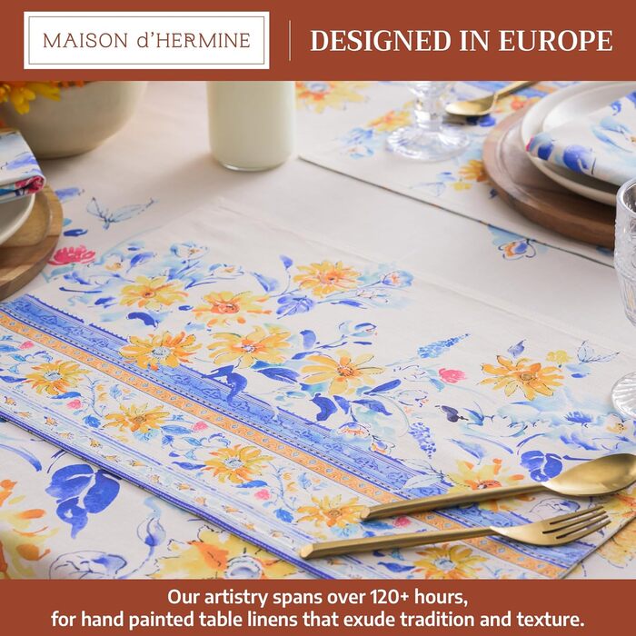 Серветки Maison d&39Hermine зі 100 бавовни, набір з 4 шт. , декоративні серветки, пасхальні серветки, які можна прати, для свят, вечерь, весни, літа (33 см x 48 см) (012 - Girassol)