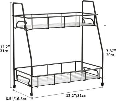 Стійка для спецій двохярусна 31 x 16,5 x 31 см, чорна Vialex