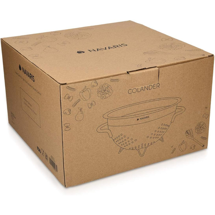 Большой дуршлаг для пасты из нержавеющей стали 24 см Navaris