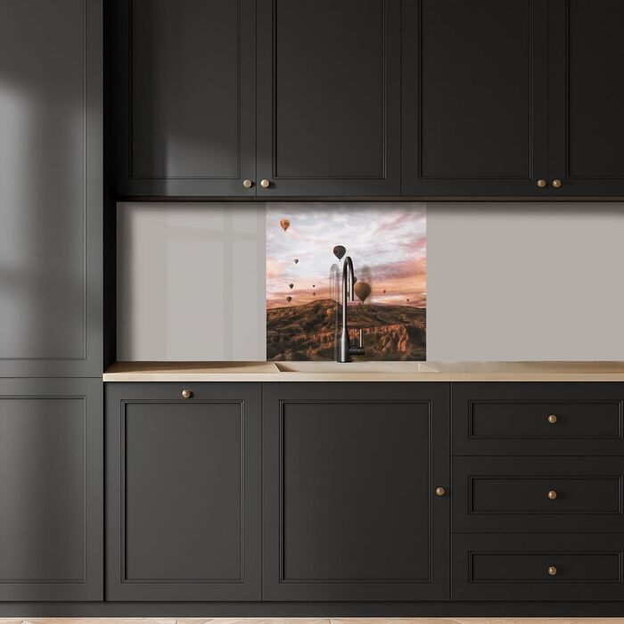 Кухонний фартух 60x80 см Самоклеючий захисний екран для кухні Кухонний фартух Кухонні фасади Кухонні фартухи Кухонна стіна Вода - Пейзаж - (Пейзаж - Повітряна куля, 80 x 80 см)