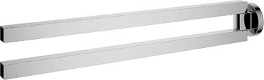 Полотенцесушитель из металла, глянцевый хромированный, двустворчатый, поворотный, глубиной 45 см, для ванной комнаты и гостевого туалета, настенный, Edition 90